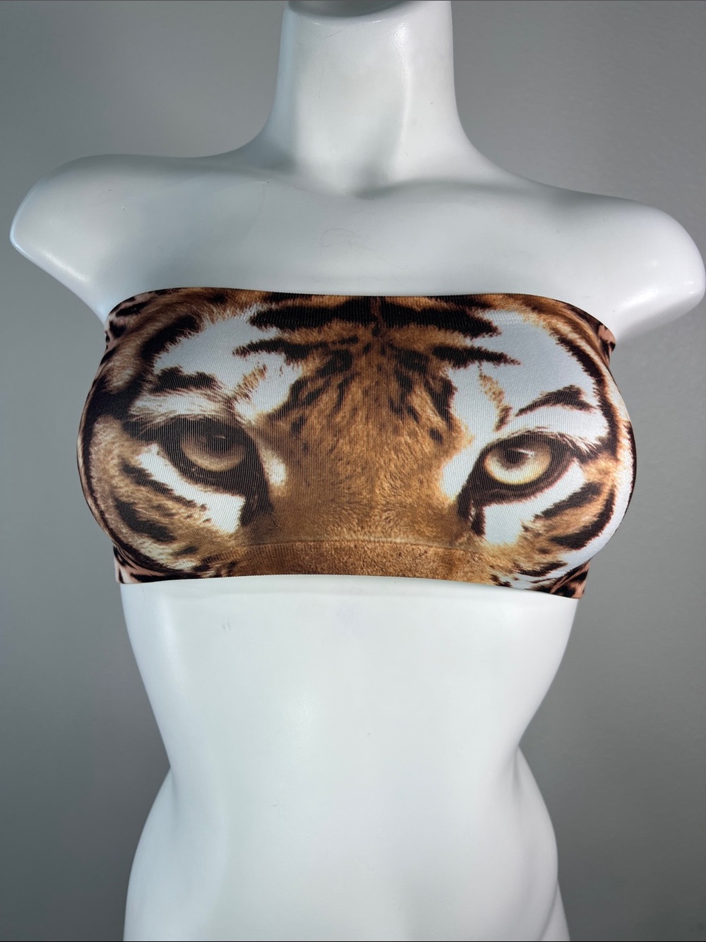 PINK Victoria's Secret Tiger Print Strapless Bandeau - Brown & White SMALL